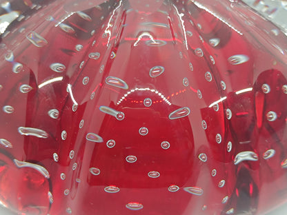 Vintage Massive Heavy Red Glass Bubble Ashtray Bowl Aseda #667 Swedish __etsy:7912556782
