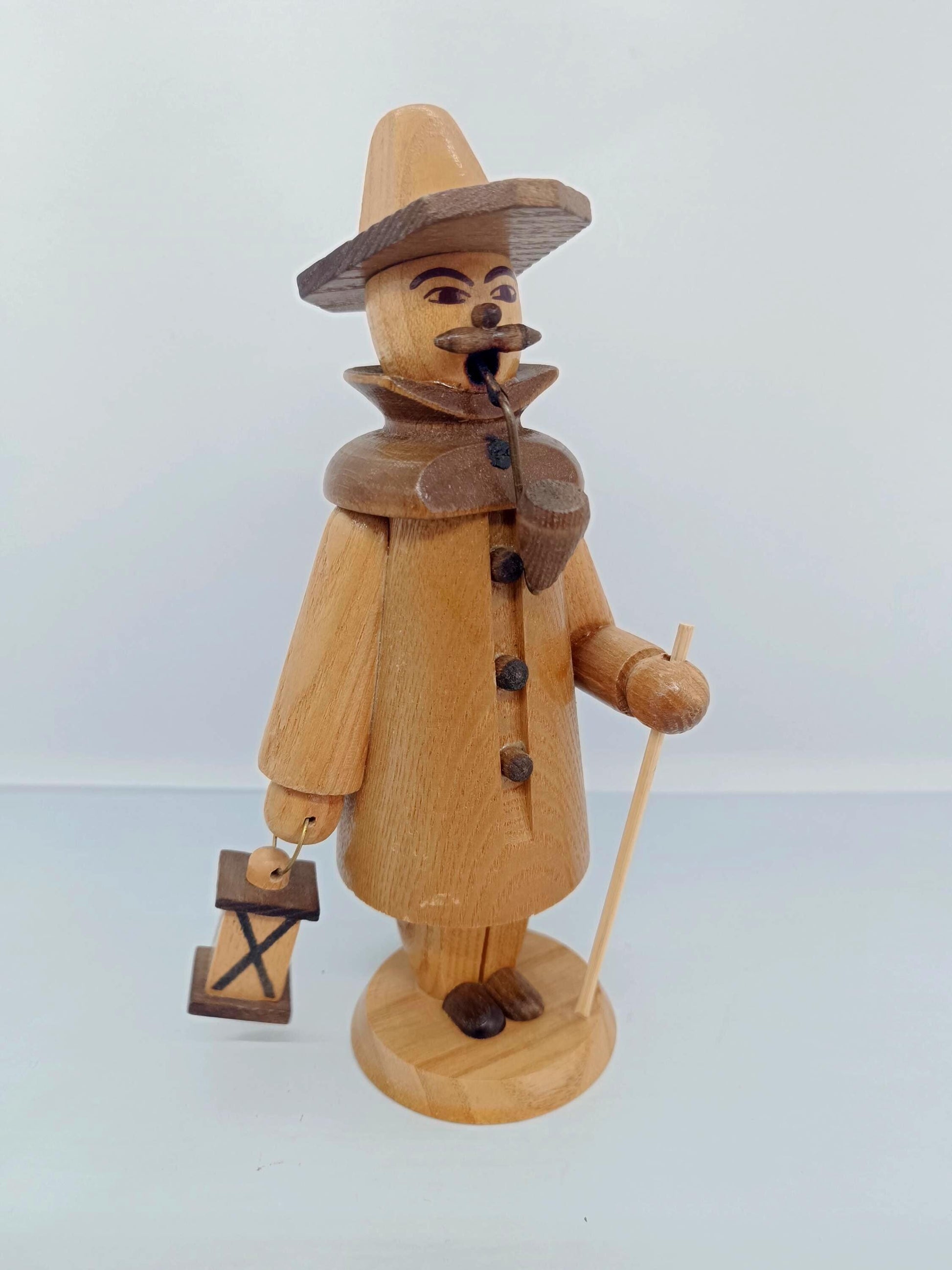 Vintage Natural Wooden Erzgebirge Incense Smoker Night Watchman Raucher 7"
