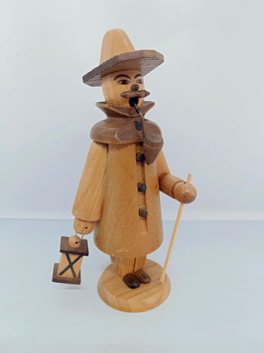 Vintage Natural Wooden Erzgebirge Incense Smoker Night Watchman Raucher 7"
