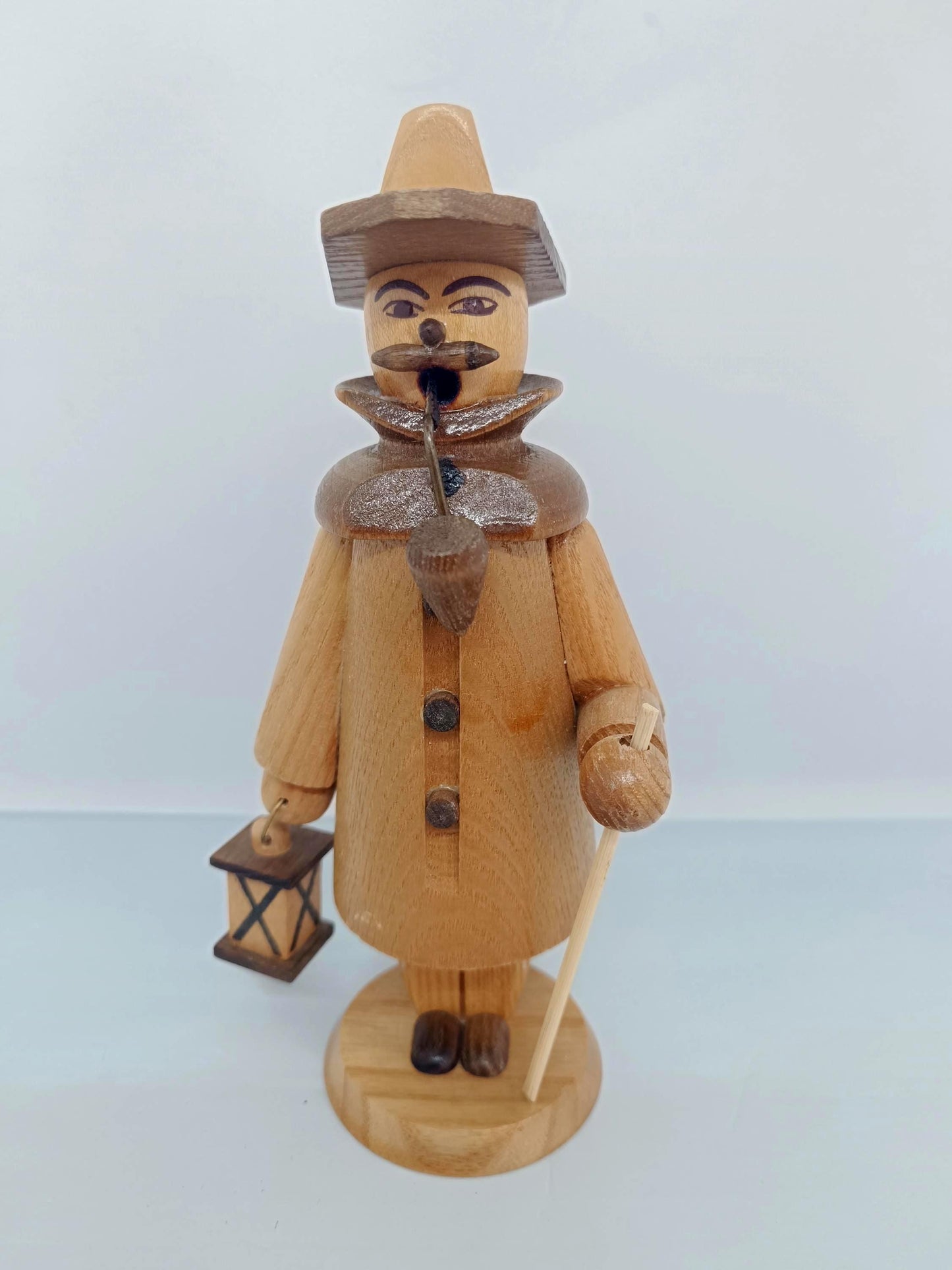 Vintage Natural Wooden Erzgebirge Incense Smoker Night Watchman Raucher 7"
