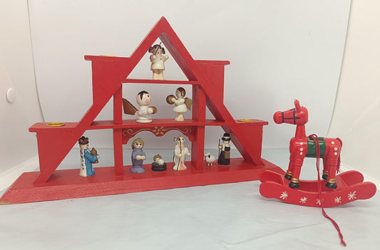 Vintage Pyramid Candle Holder: Christmas Rocking Horse Decor (etsy image id: 7268364431)