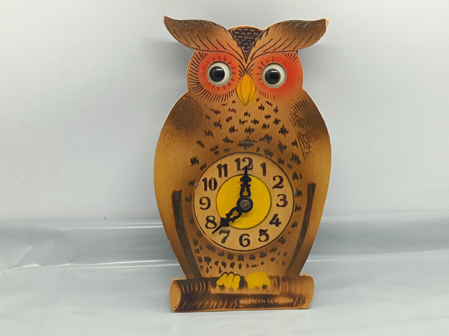 Vintage W Germany Owl Clock Moving eyes __etsy:7773708540