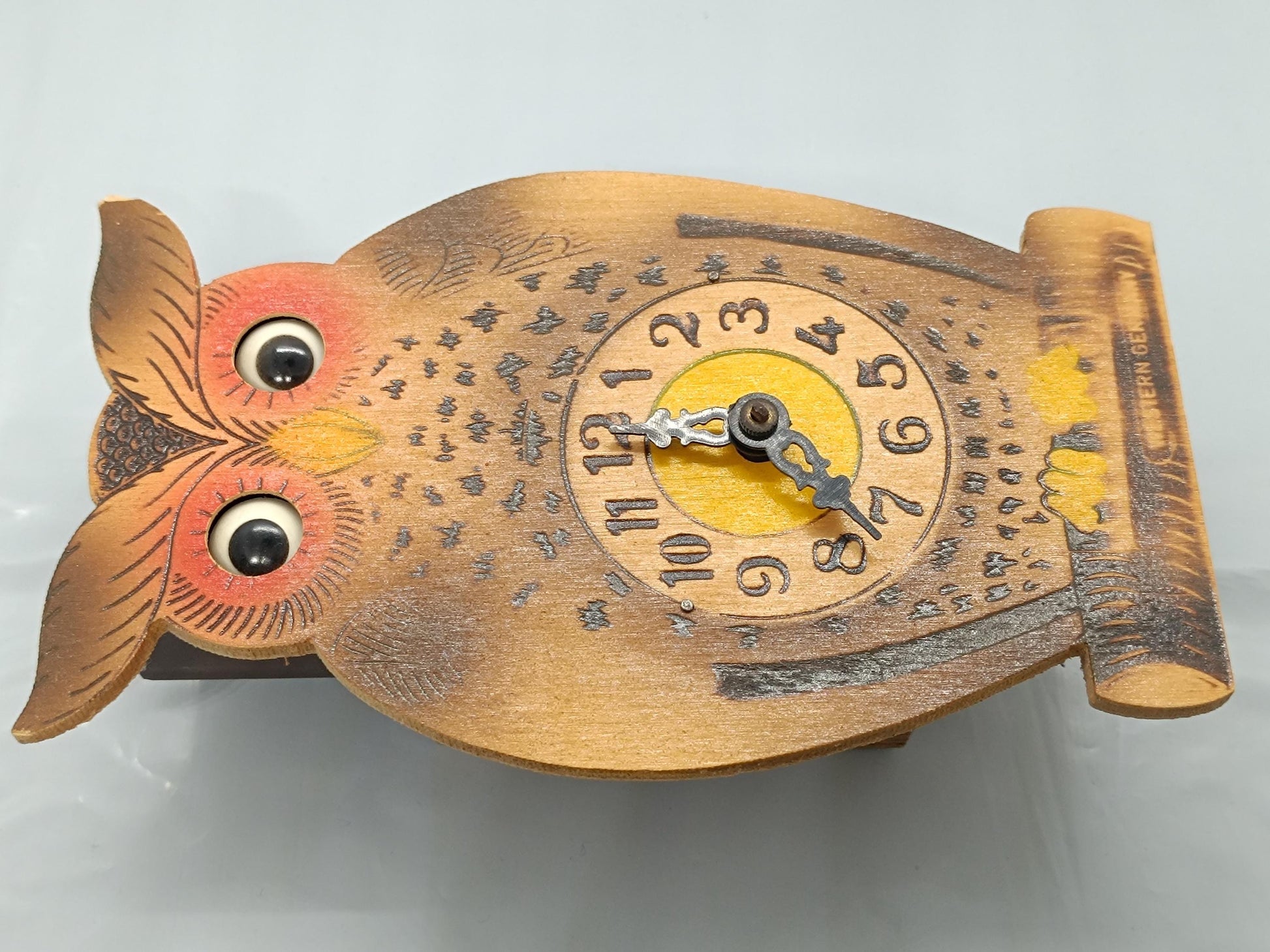 Vintage W Germany Owl Clock Moving eyes __etsy:7821641451