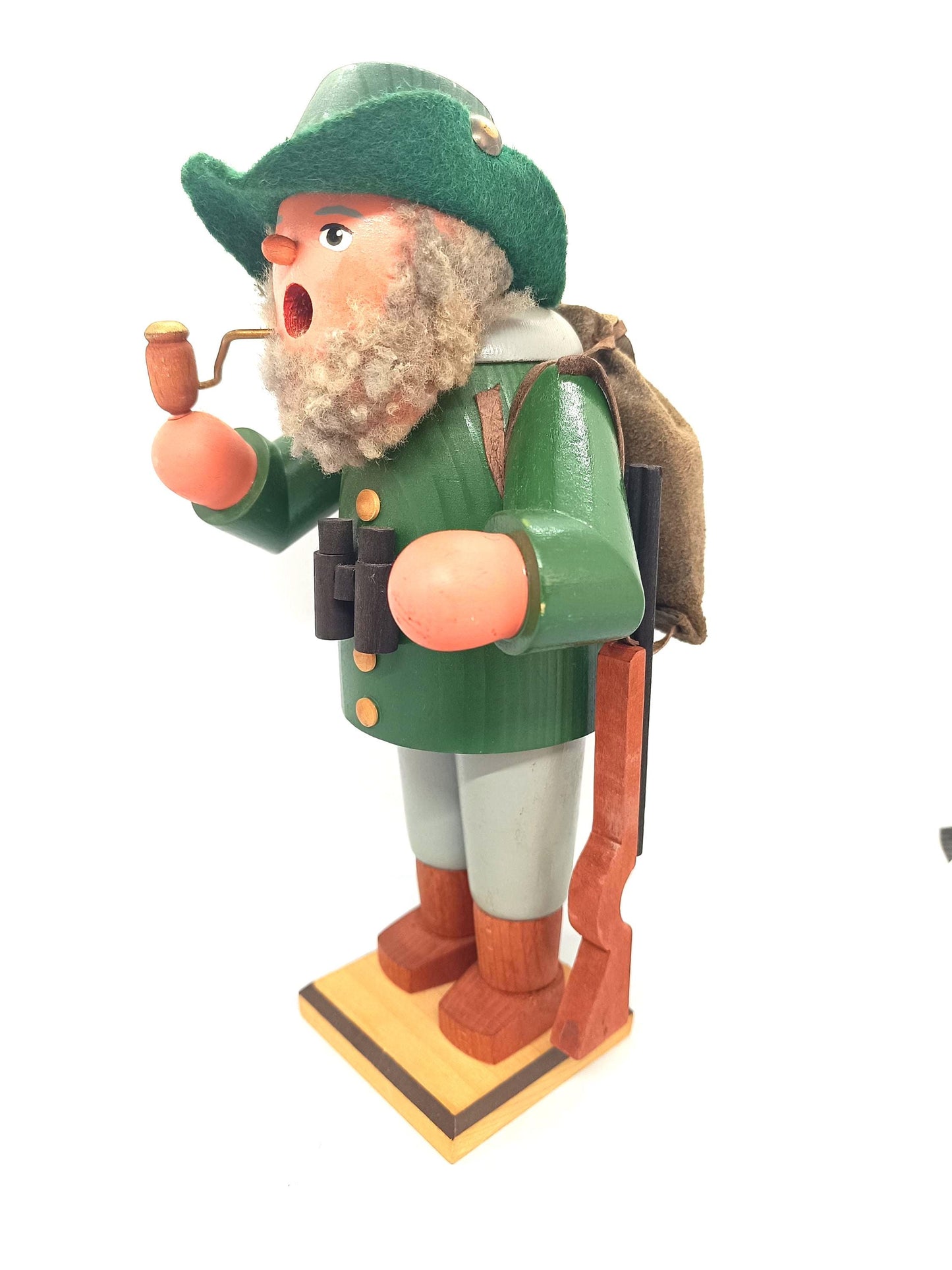 Vintage Wooden Erzgebirge Incense Smoker Hunter Raucher 25 cm