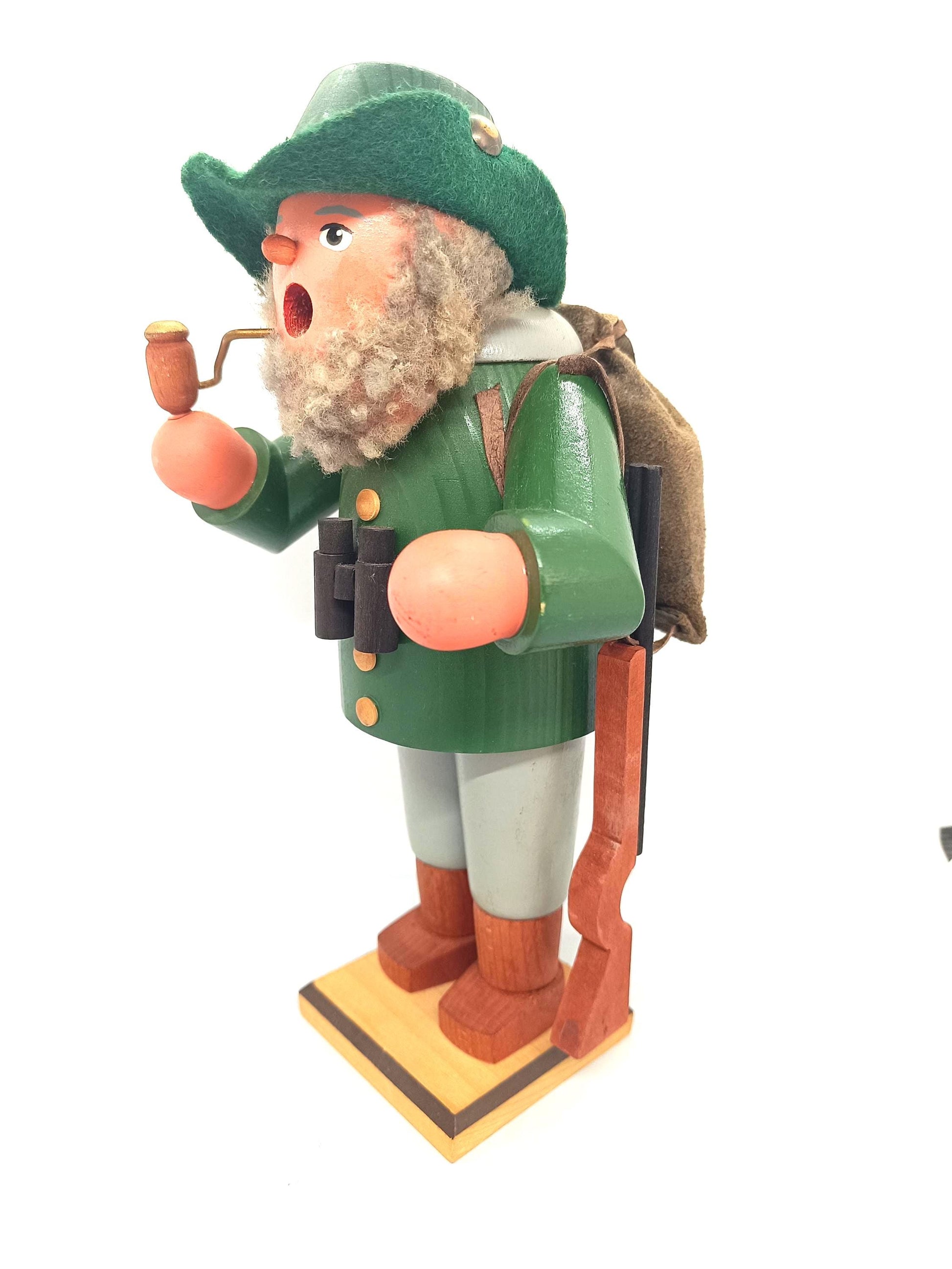 Vintage Wooden Erzgebirge Incense Smoker Hunter Raucher 25 cm