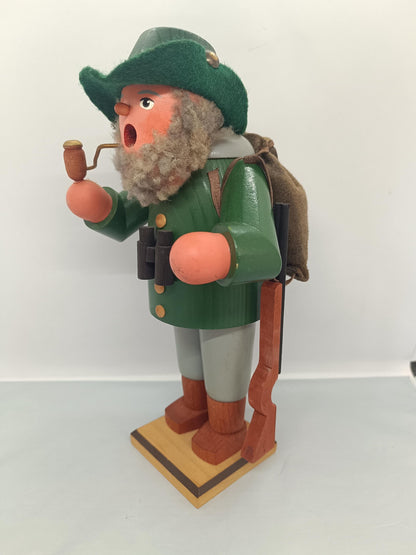 Vintage Wooden Erzgebirge Incense Smoker Hunter Raucher 25 cm