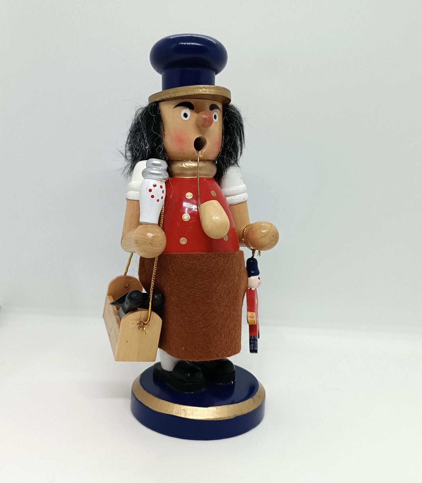 Vintage Wooden Erzgebirge Incense Smoker Man Raucher 8" Erzgebirge