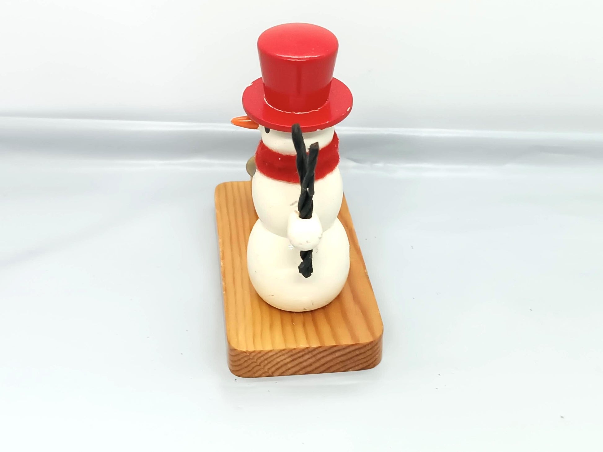 Vintage Wooden Erzgebirge Incense Smoker Raucher Snowman with candle holder