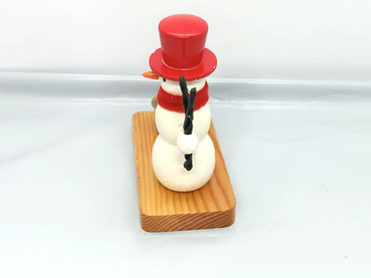 Vintage Wooden Erzgebirge Incense Smoker Raucher Snowman with candle holder