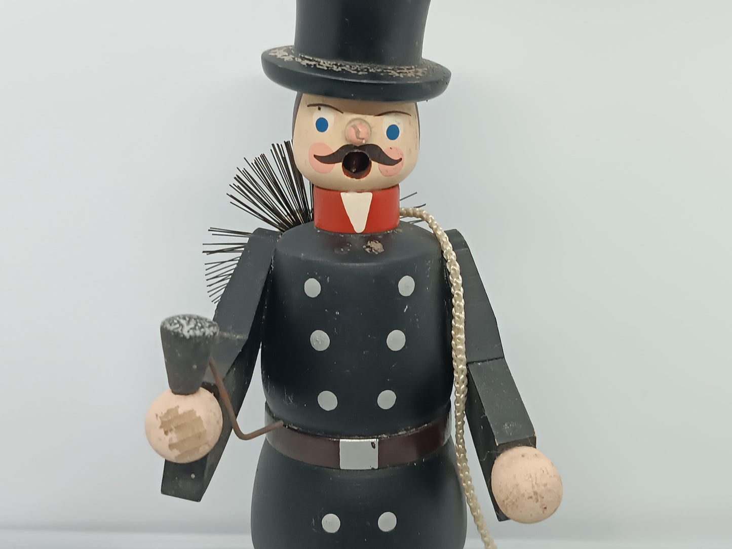 Vintage Wooden Erzgebirge Incense smoker Chimney Sweep Seiffener Volkskunst 19 cm