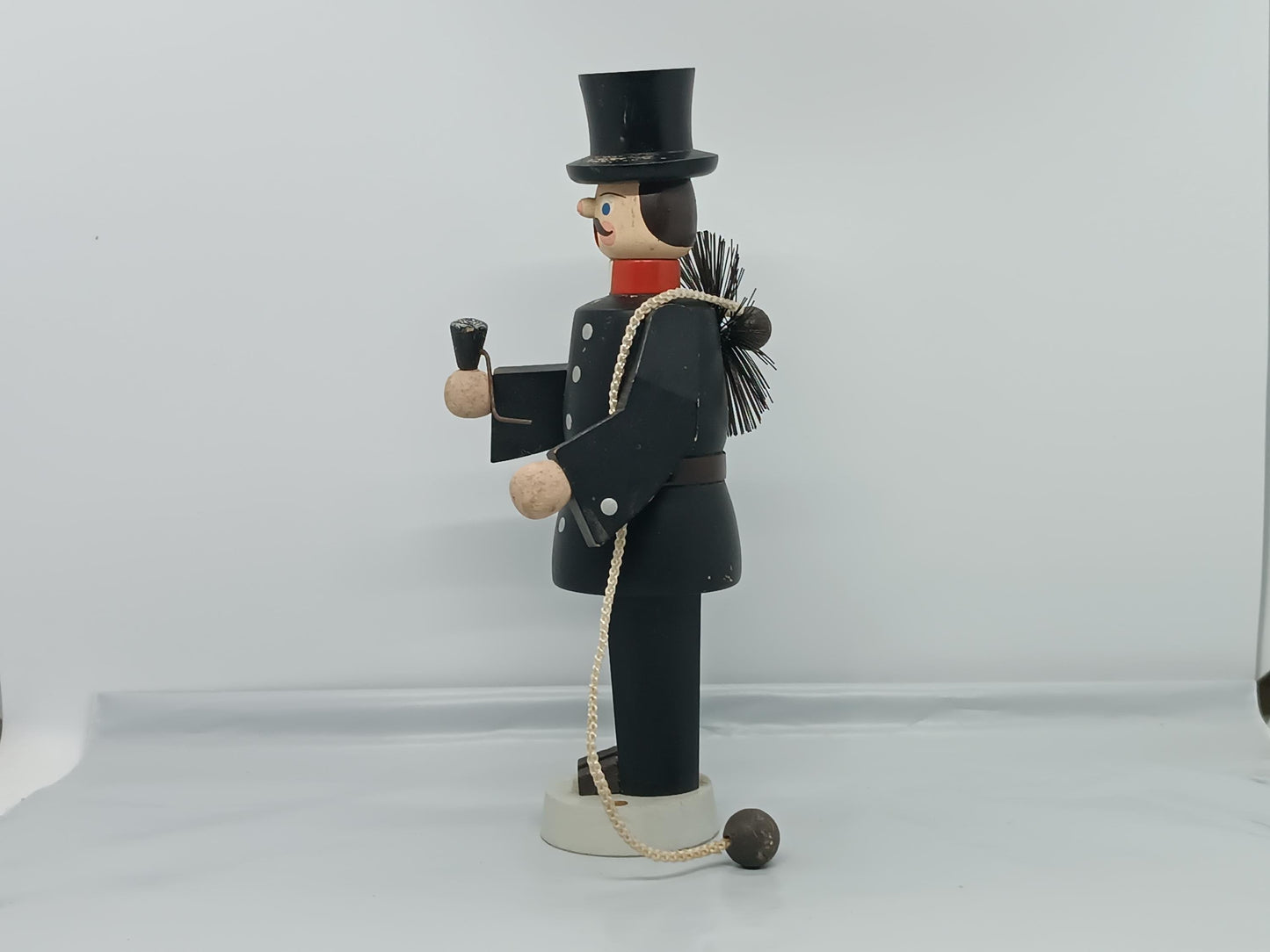 Vintage Wooden Erzgebirge Incense smoker Chimney Sweep Seiffener Volkskunst 19 cm
