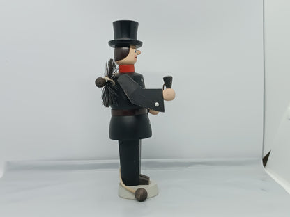 Vintage Wooden Erzgebirge Incense smoker Chimney Sweep Seiffener Volkskunst 19 cm