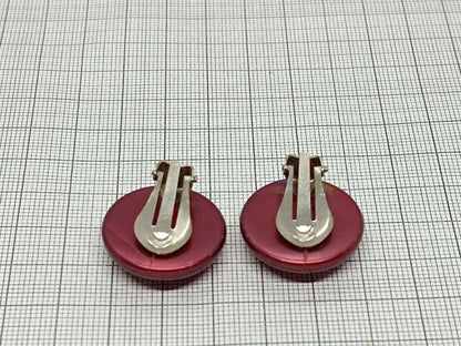 Vintage clip earrings red round __etsy:6750149289