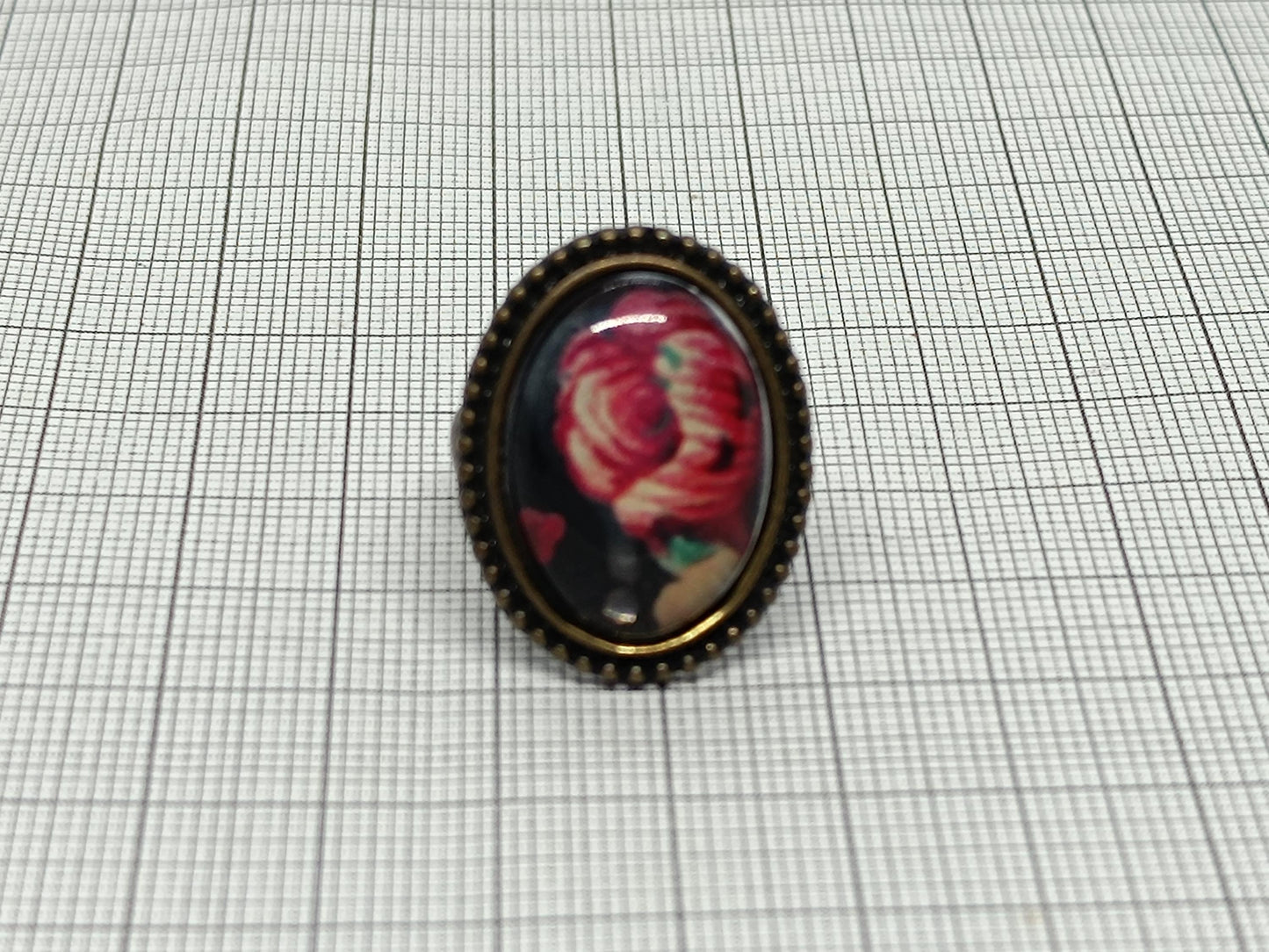 Vintage red flower Ring size 6 __etsy:6702613390
