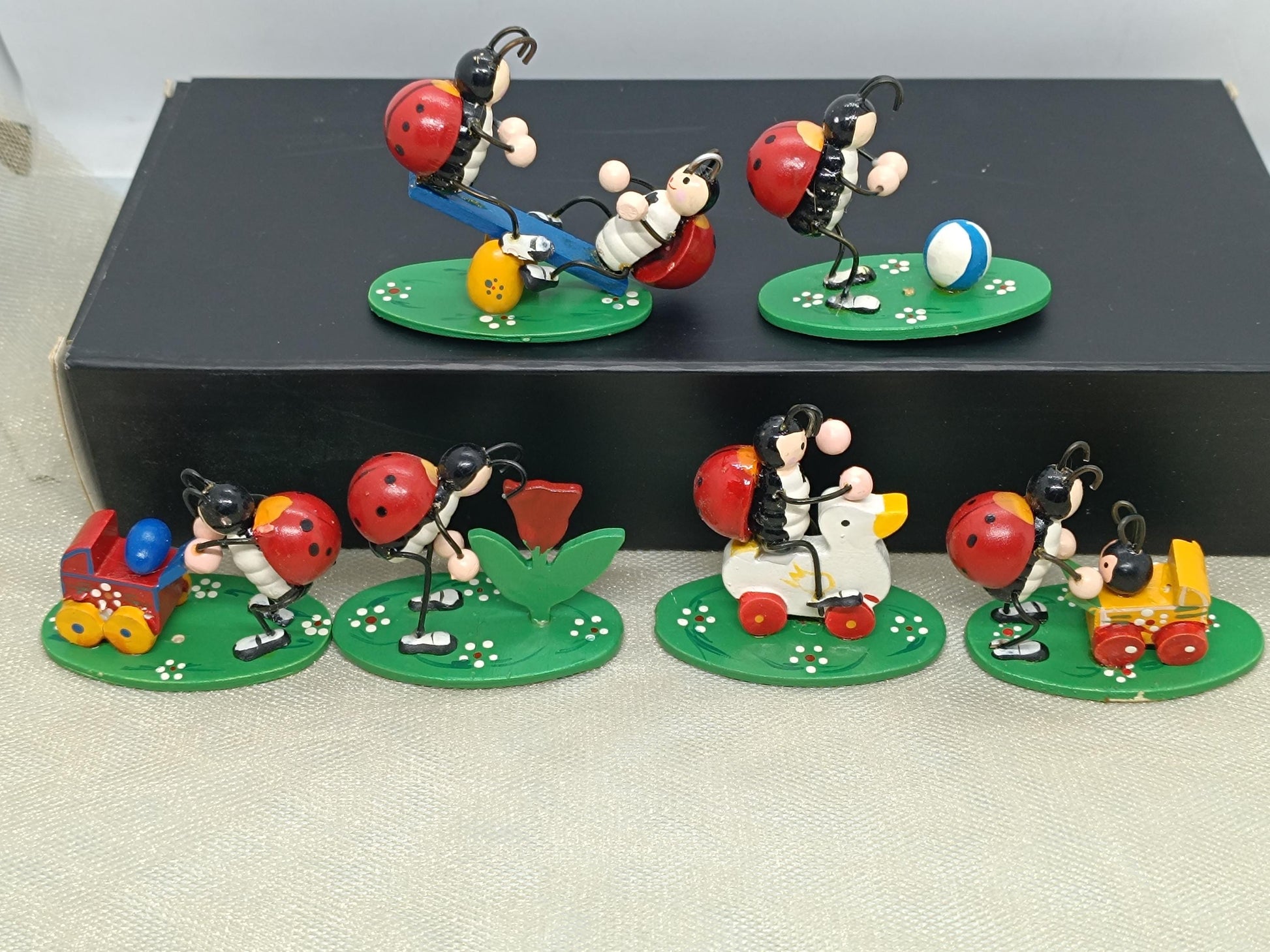 Wooden Easter Ornaments Ladybugs Erzgebirge __etsy:7753983928