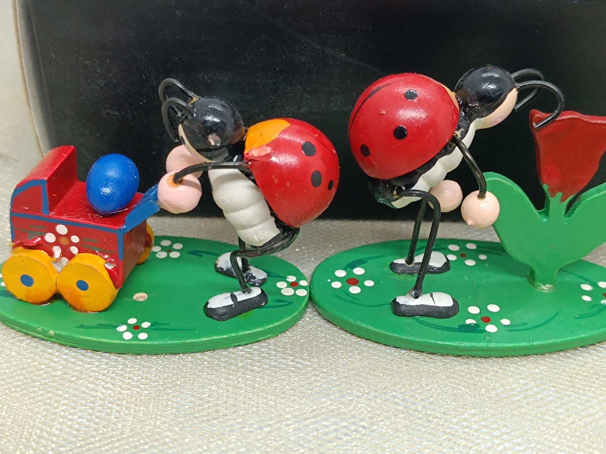 Wooden Easter Ornaments Ladybugs Erzgebirge __etsy:7801931237