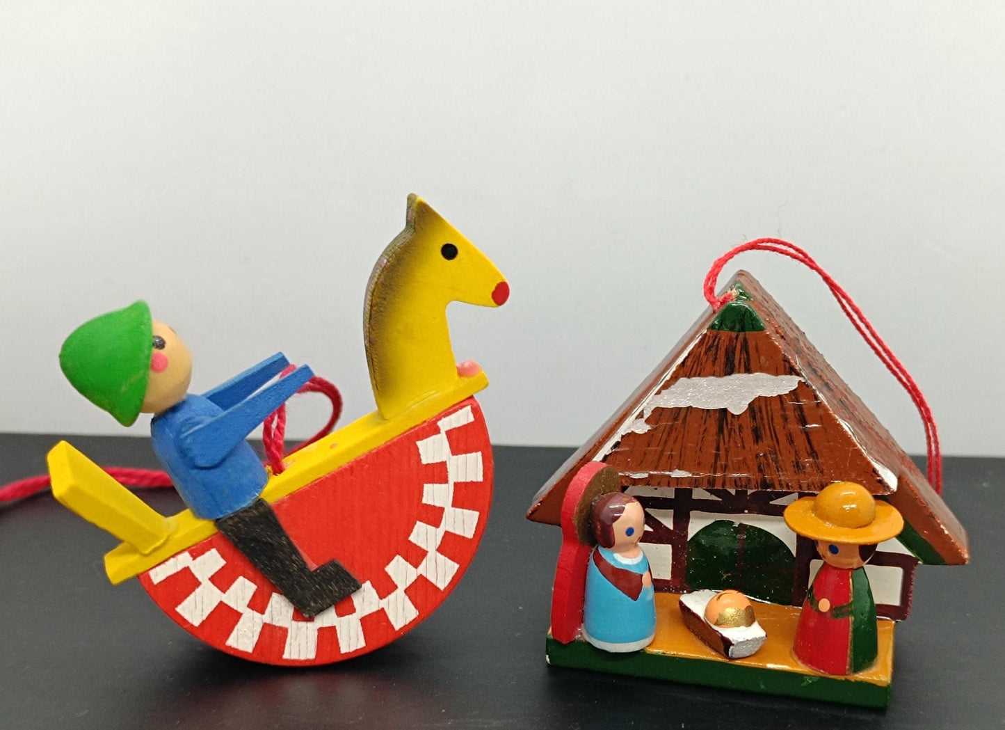 Wooden Ornaments Boy with Horse and Christmas miniature nativity scene (etsy image id: 7188509103)