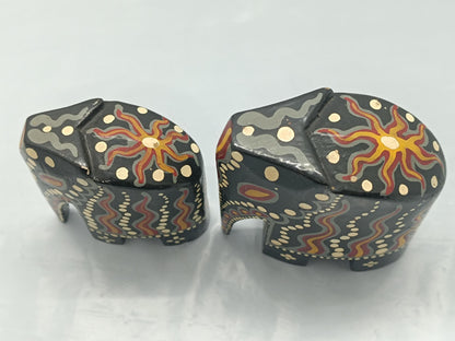 Vintage Hand-Painted Wooden Elephant Figurines