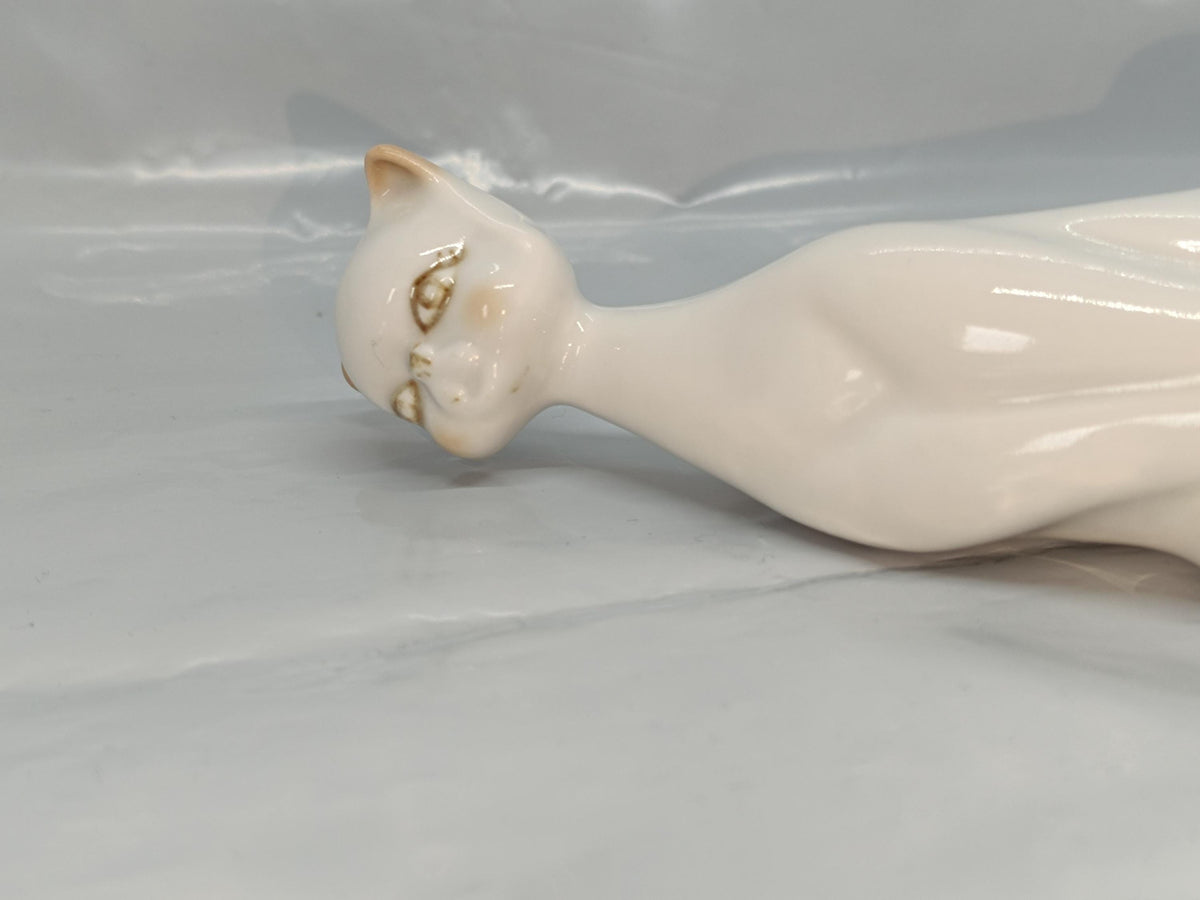 Vintage Romanian porcelain Figurine Cat 12 cm