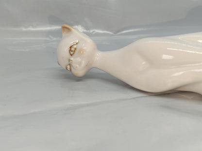 Vintage Romanian porcelain Figurine Cat 12 cm