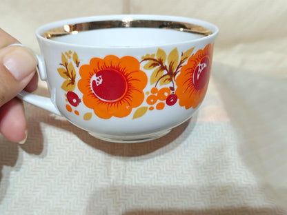 Vintage Russian Tea Cup Teapot Sugarbowl Marigold