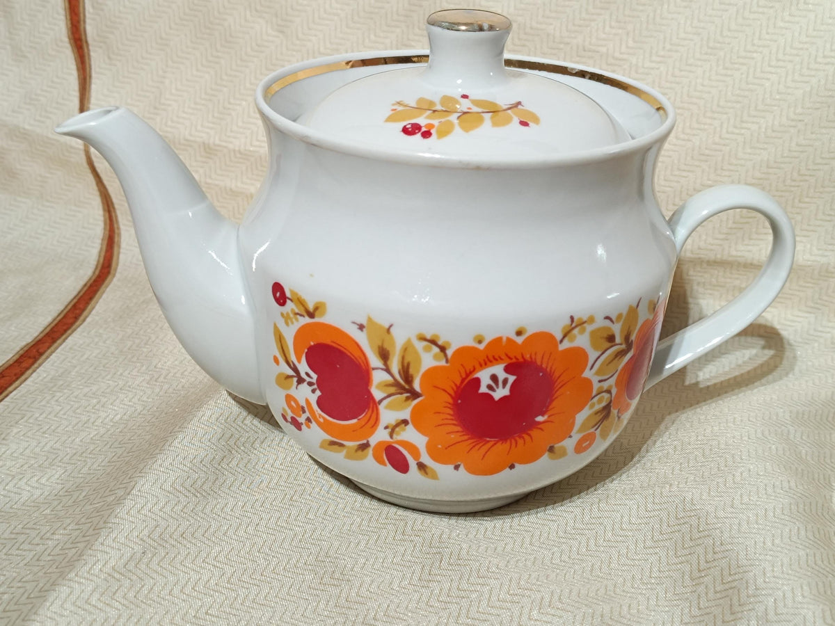 Vintage Russian Tea Cup Teapot Sugarbowl Marigold