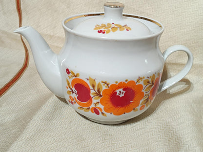 Vintage Russian Tea Cup Teapot Sugarbowl Marigold