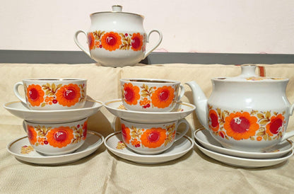 Vintage Russian Tea Cup Teapot Sugarbowl Marigold