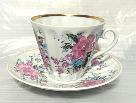Vintage Soviet Cup and Saucer LFZ Lomonosov Porcelain Factory