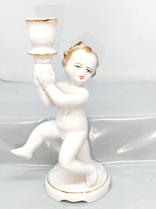 Vintage ARPO Romania Cherub Candleholder 16 cm
