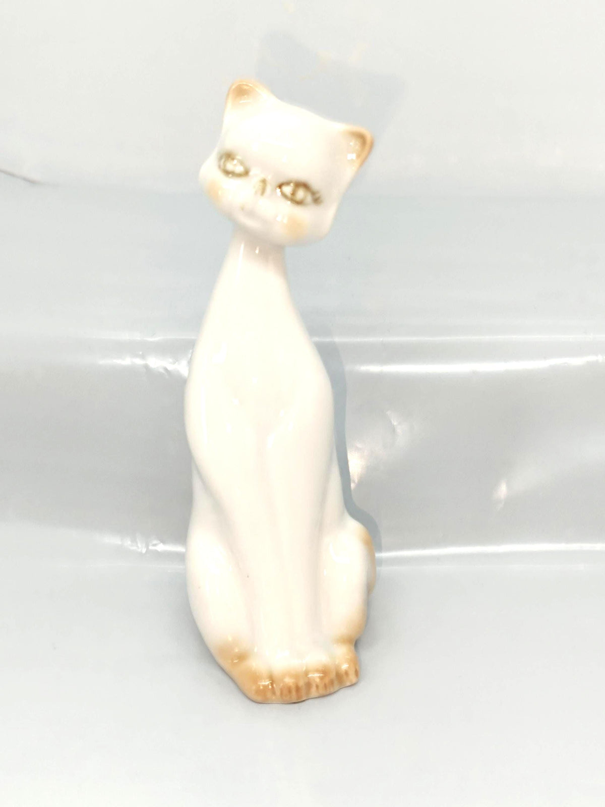 Vintage Romanian porcelain Figurine Cat 12 cm
