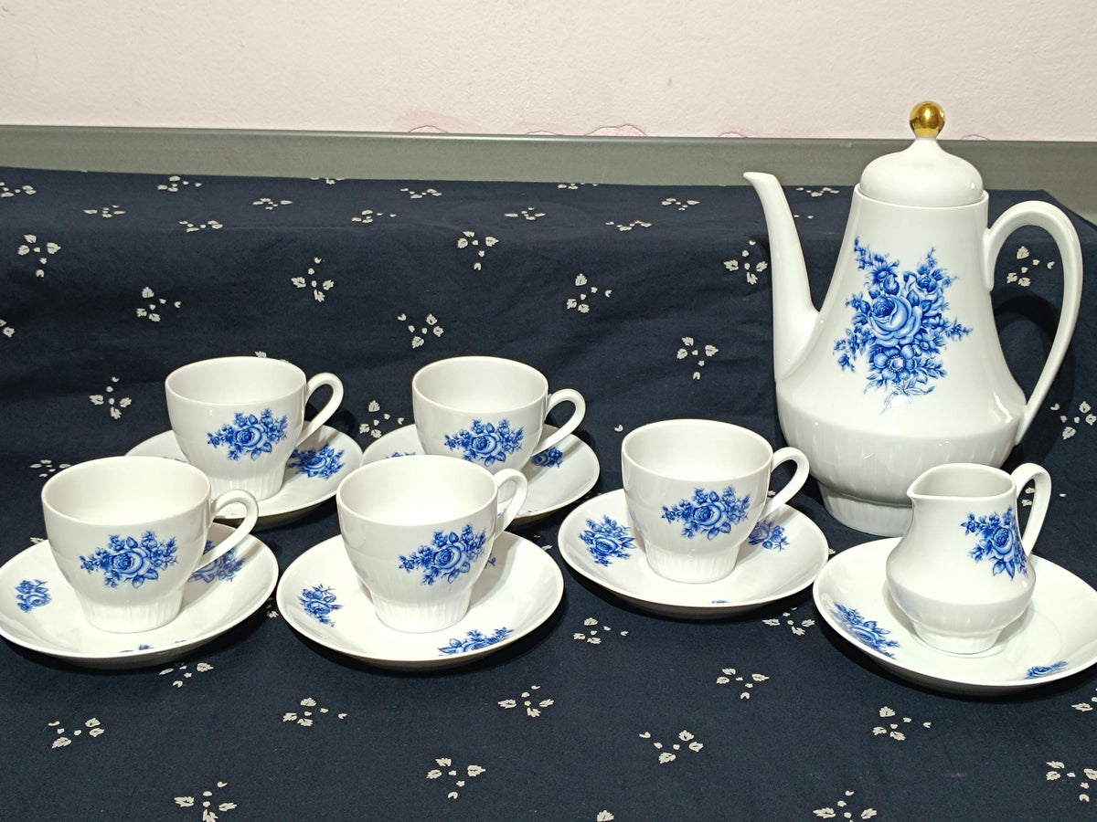 Vintage Coffe set and plates Scherzer Blue Rose