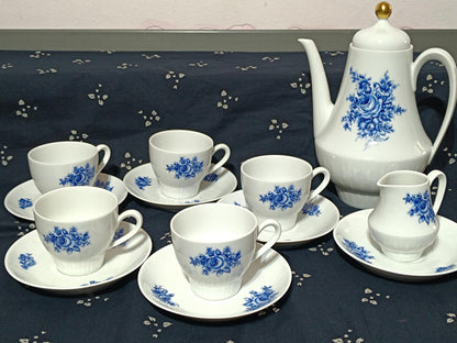 Vintage Coffe set and plates Scherzer Blue Rose