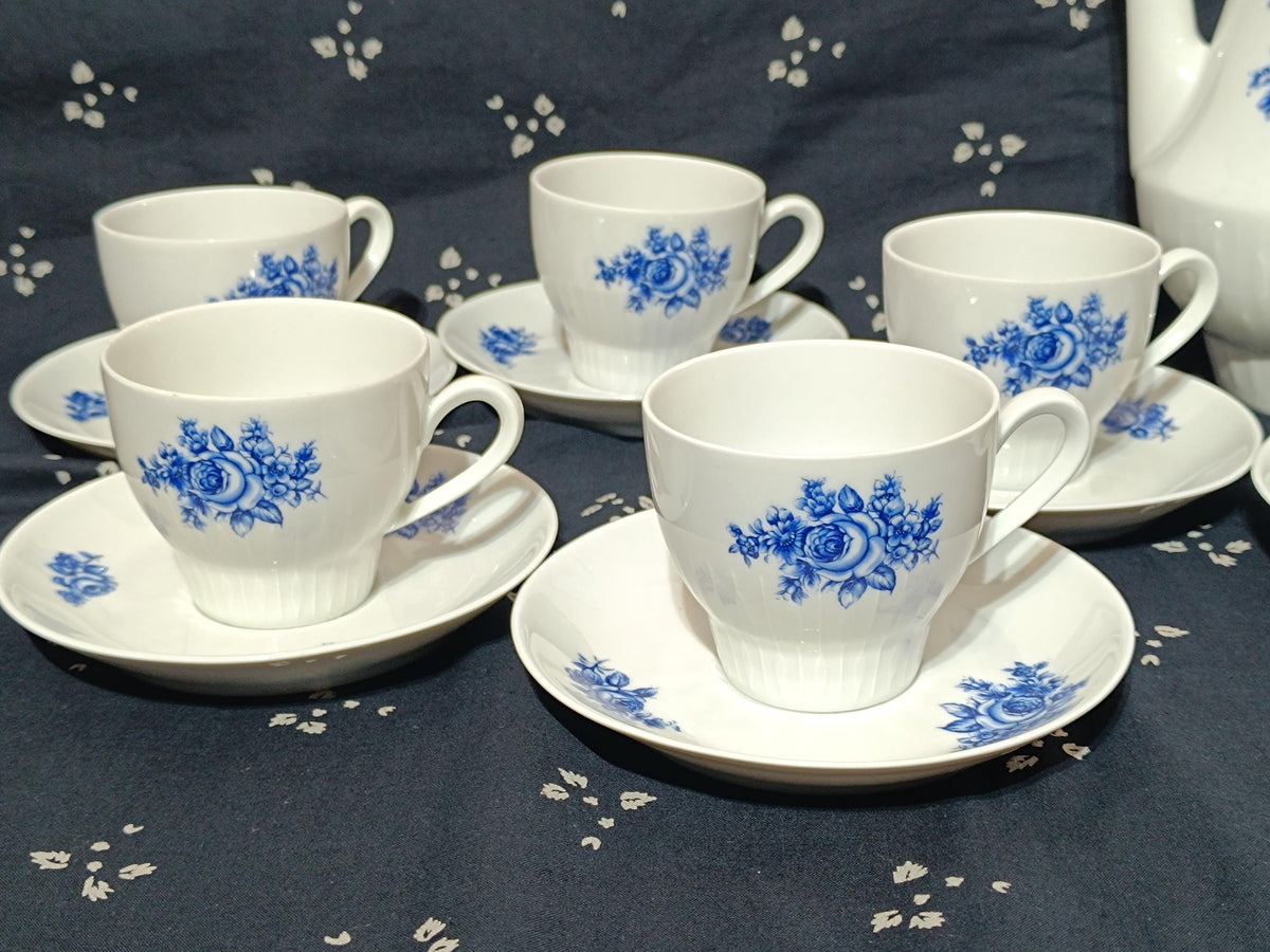 Vintage Coffe set and plates Scherzer Blue Rose