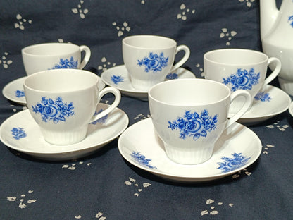 Vintage Coffe set and plates Scherzer Blue Rose