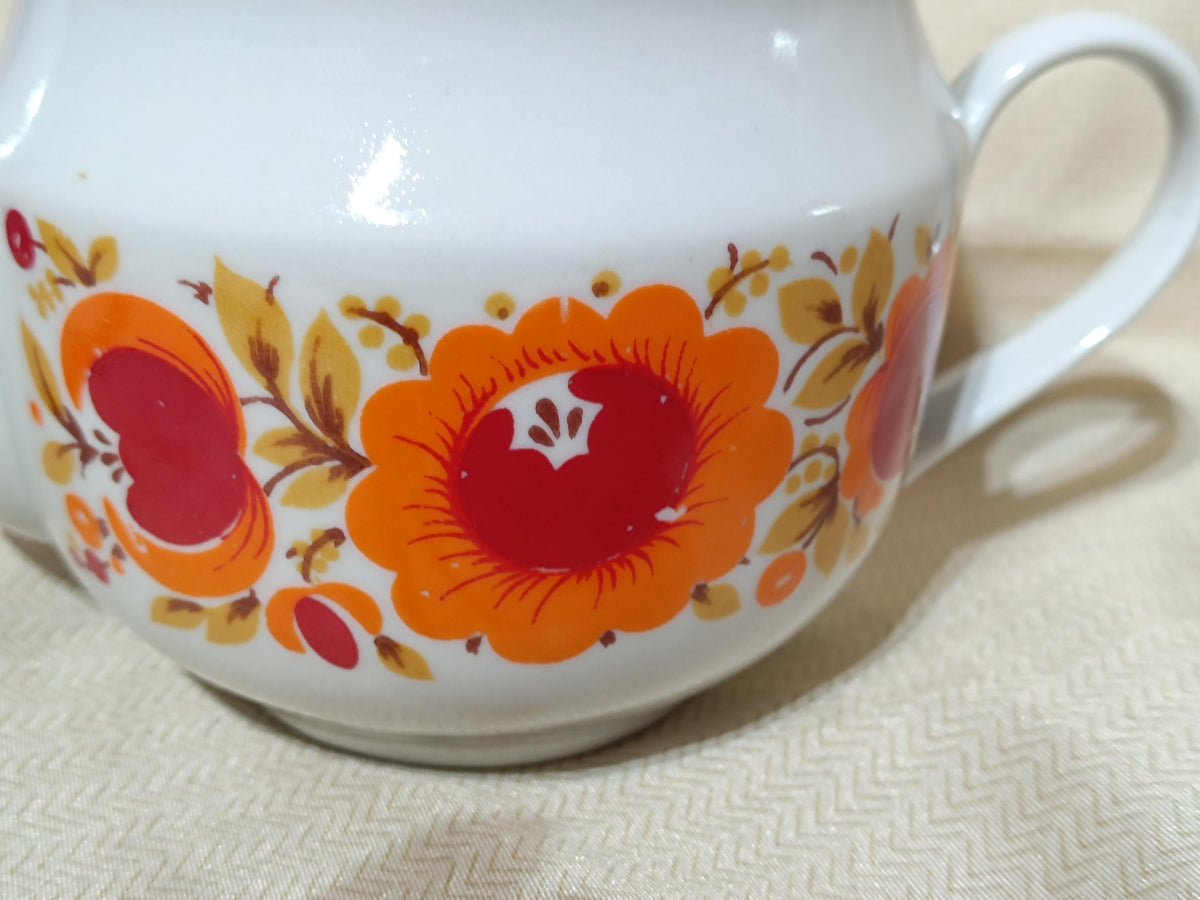 Vintage Russian Tea Cup Teapot Sugarbowl Marigold