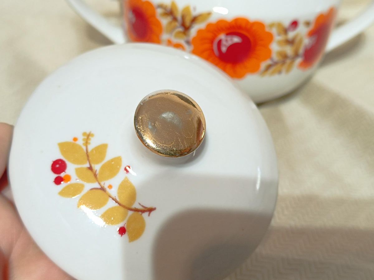 Vintage Russian Tea Cup Teapot Sugarbowl Marigold
