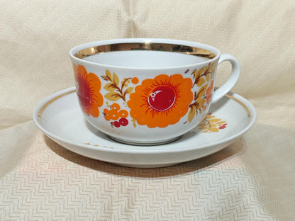 Vintage Russian Tea Cup Teapot Sugarbowl Marigold