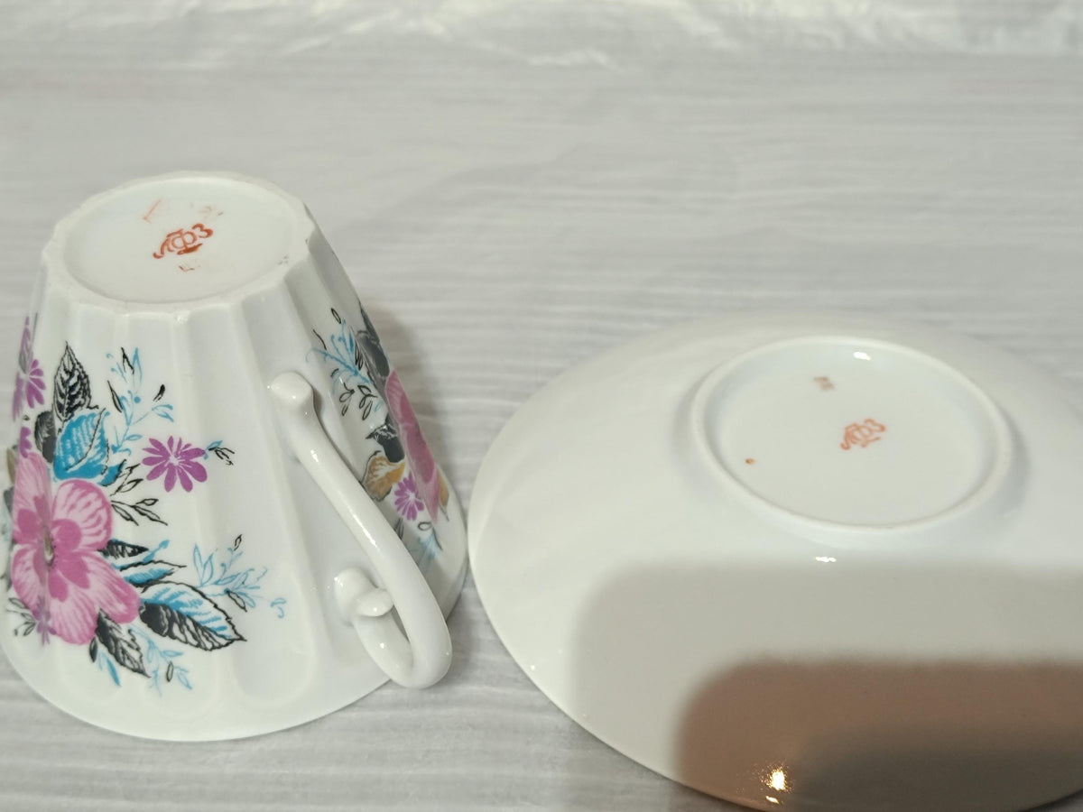 Vintage Soviet Cup and Saucer LFZ Lomonosov Porcelain Factory