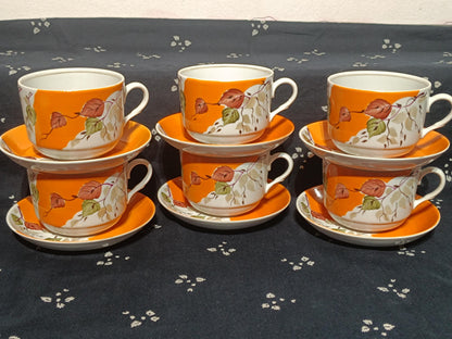 Vintage Russian Tea Cup Teapot Sugarbowl Autumn