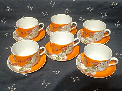 Vintage Russian Tea Cup Teapot Sugarbowl Autumn