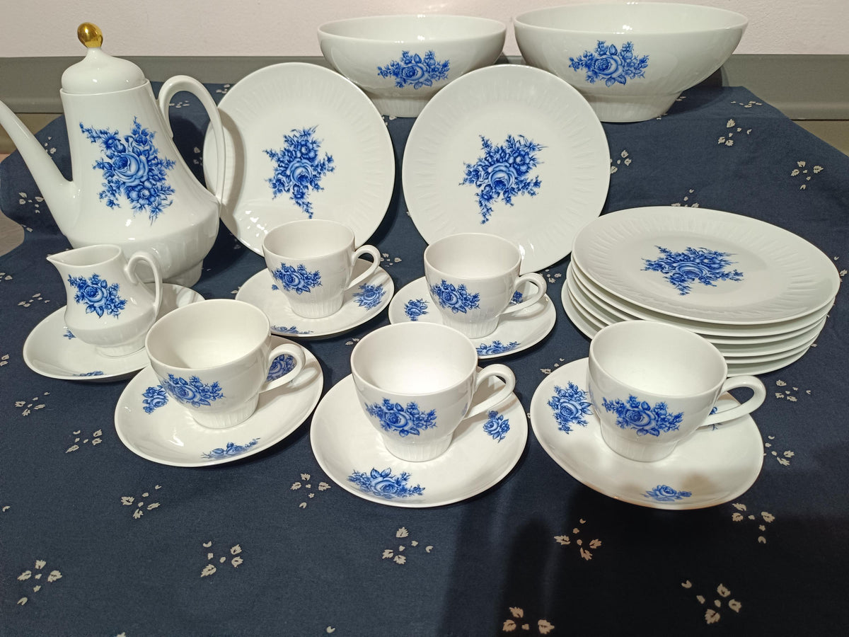 Vintage Coffe set and plates Scherzer Blue Rose