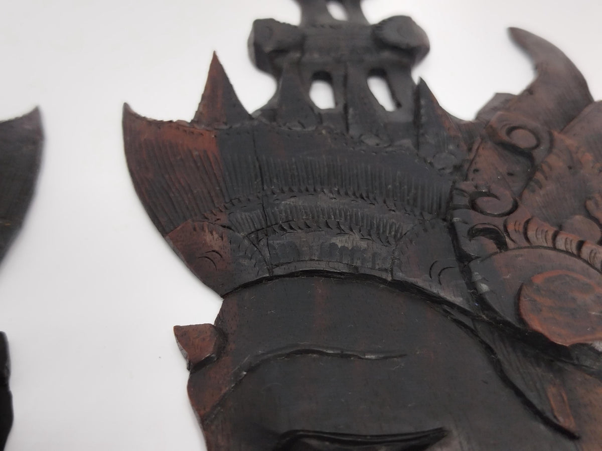 PAIR Heads Carved Wooden for Wall __etsy:8291601809