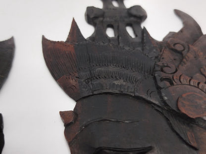 PAIR Heads Carved Wooden for Wall __etsy:8291601809