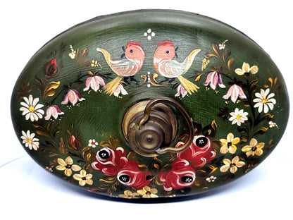 Vintage Oval Metal Bed Foot Warmer Hot Water Bottle Hand Painted
