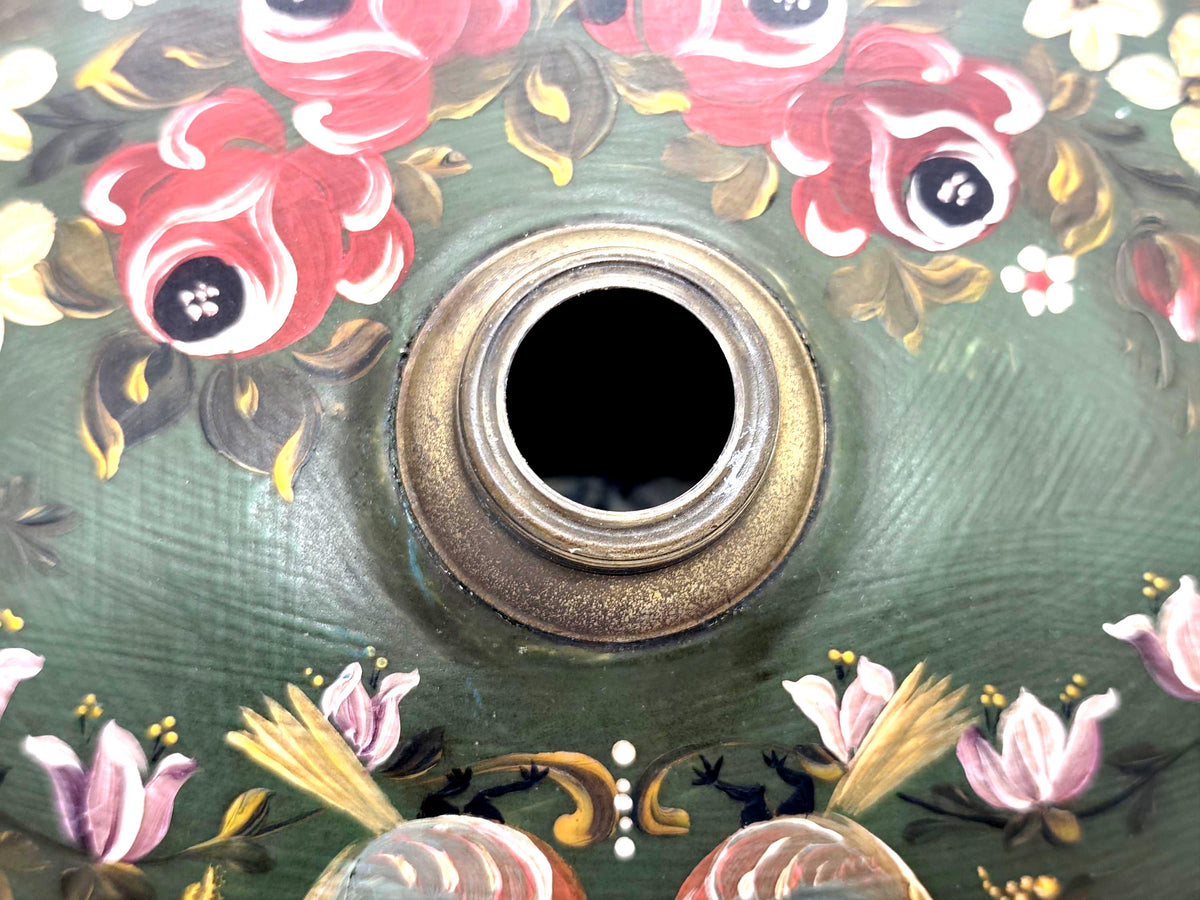 Vintage Oval Metal Bed Foot Warmer Hot Water Bottle Hand Painted