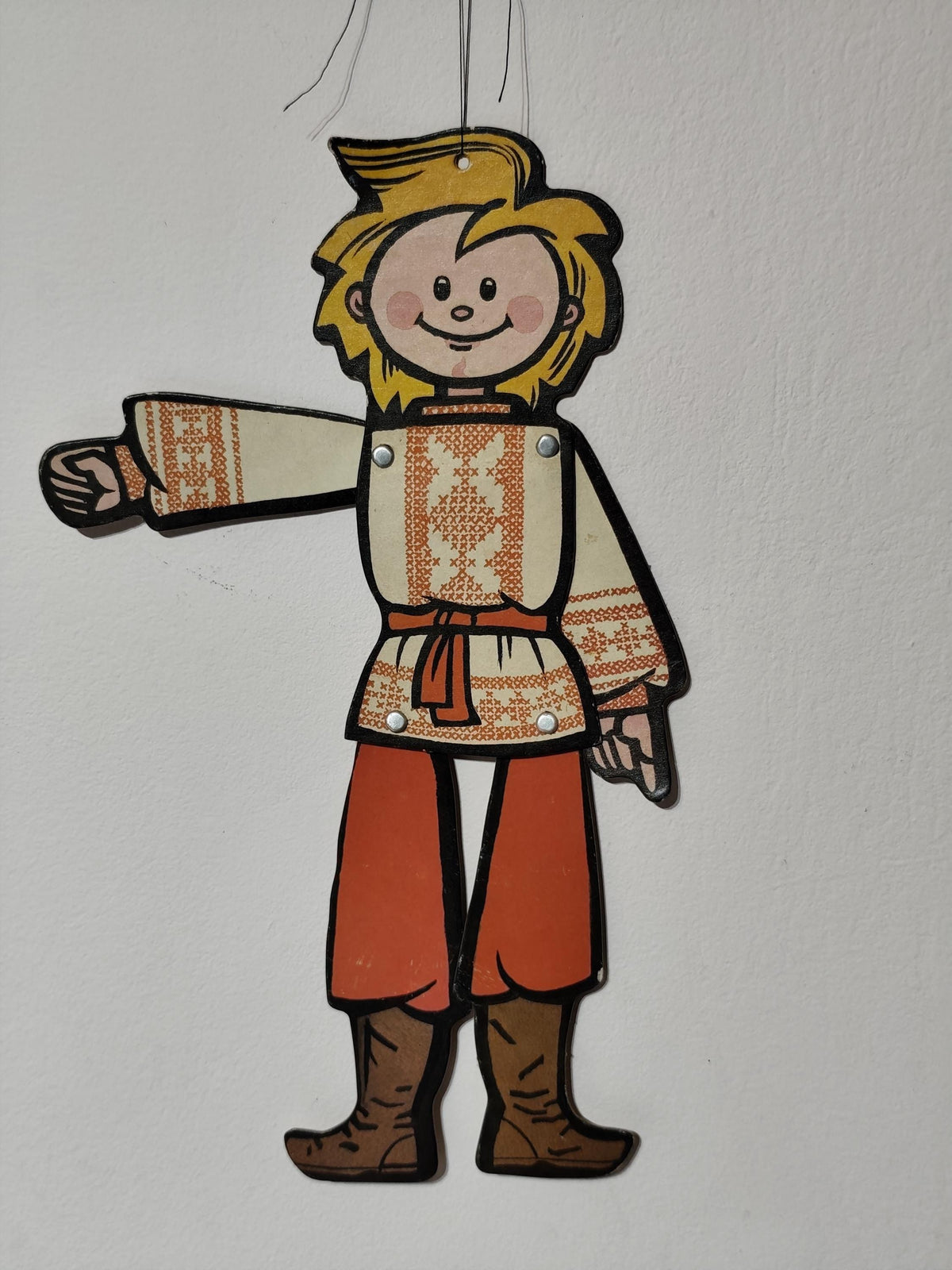 Vtg Cardboard Ornament jumping Jack Russian Folk 36 cm
