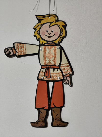Vtg Cardboard Ornament jumping Jack Russian Folk 36 cm