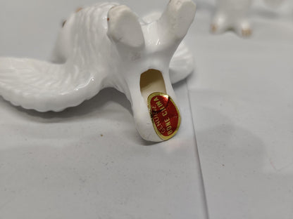 Set of 16 Bone China Genuine Owls Figurines