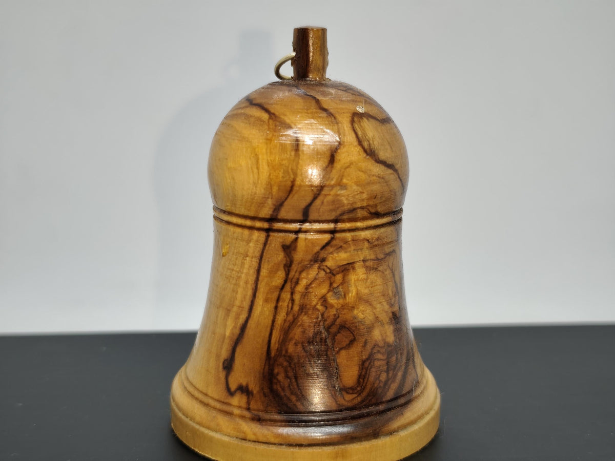 Vtg Wooden Bell with Nativity Scene Olive Wood